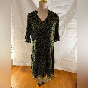 C+D+M Green Leopard Print Dress